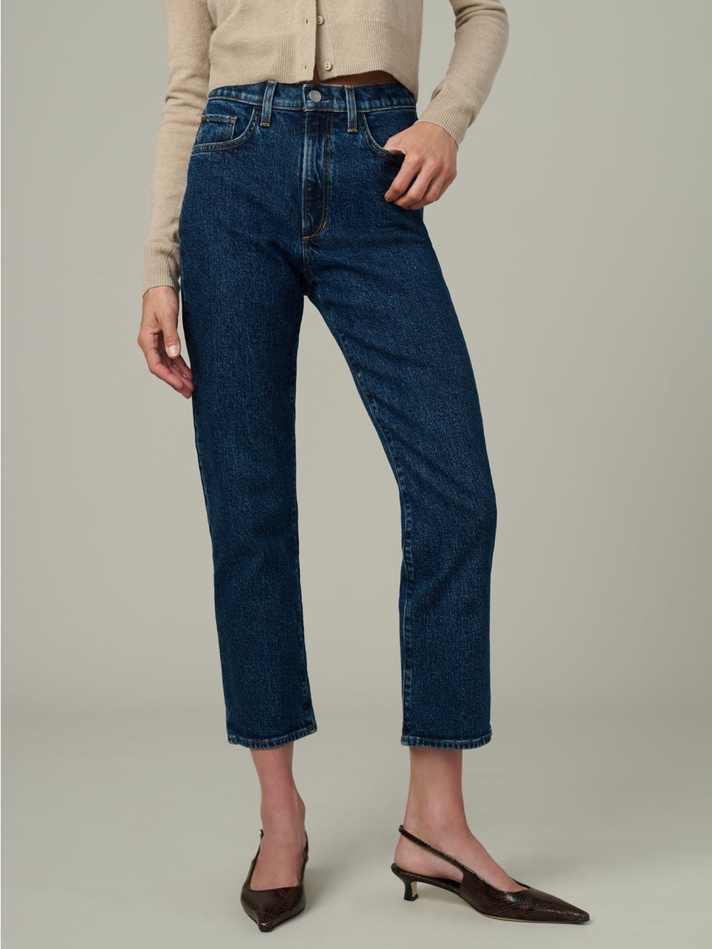 Straight Ankle Jeans in Dark Blue